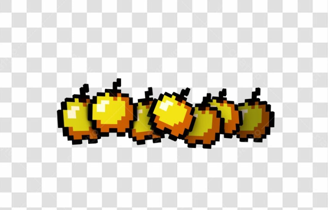 Icone Maçãs Pixel Art PNG com fundo transparente