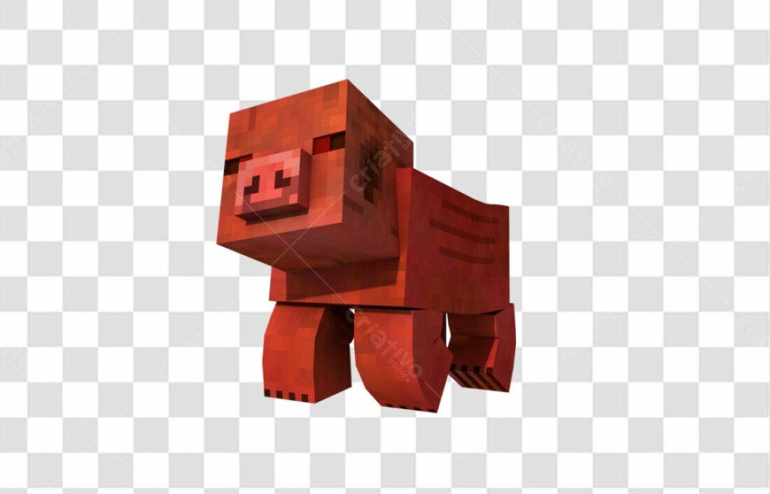 Icone Porco Vermelho Minecraft PNG com fundo transparente