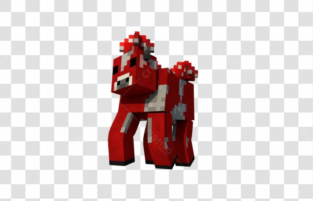 Icone Vaca Minecraft Vermelha PNG com fundo transparente