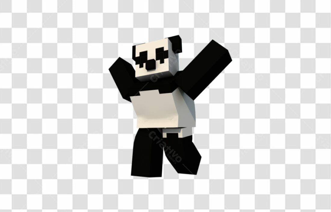 Icone Panda estilo Minecraft PNG com fundo transparente