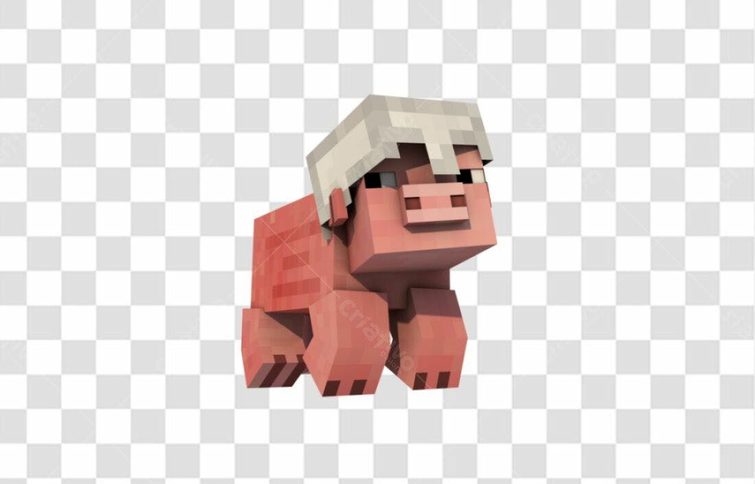 Icone Porquinho Minecraft PNG com fundo transparente