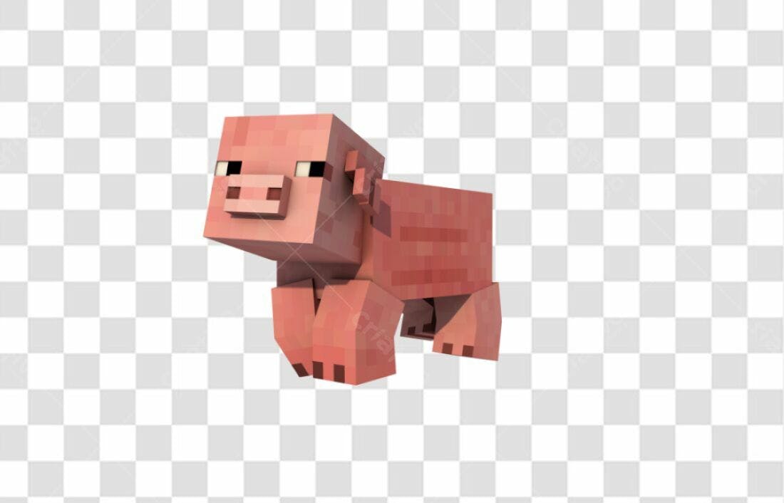 Icone Porco Minecraft PNG com fundo transparente