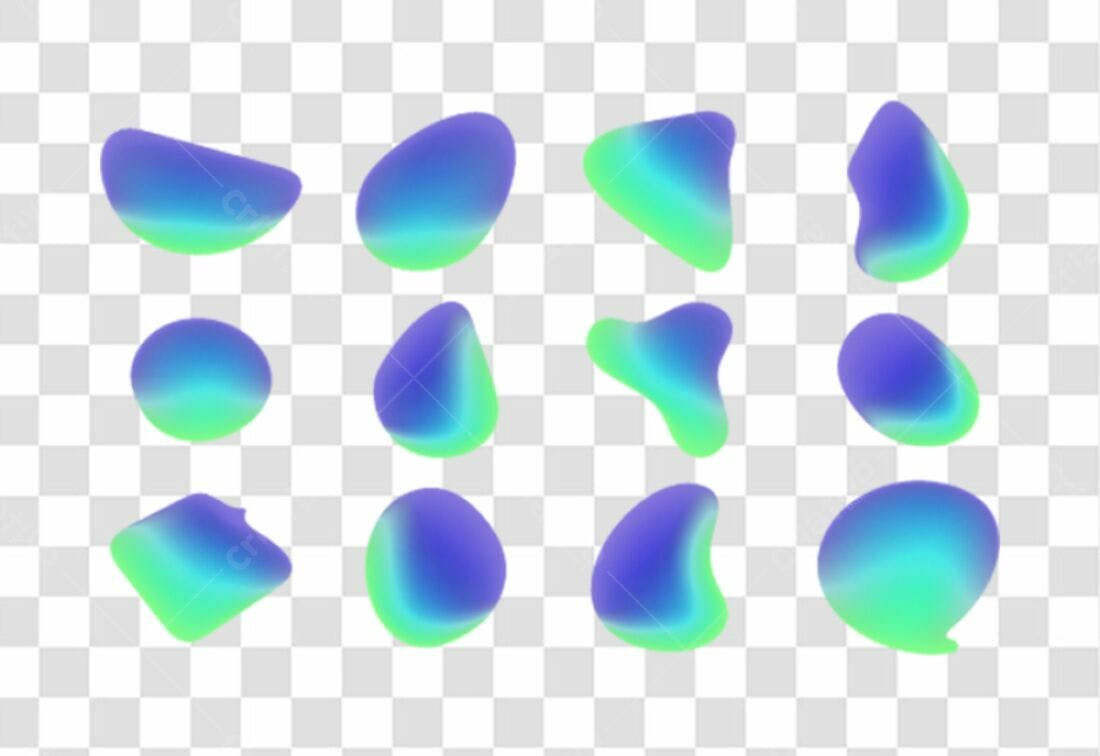 Icones abstratos gradiente PNG com fundo transparente