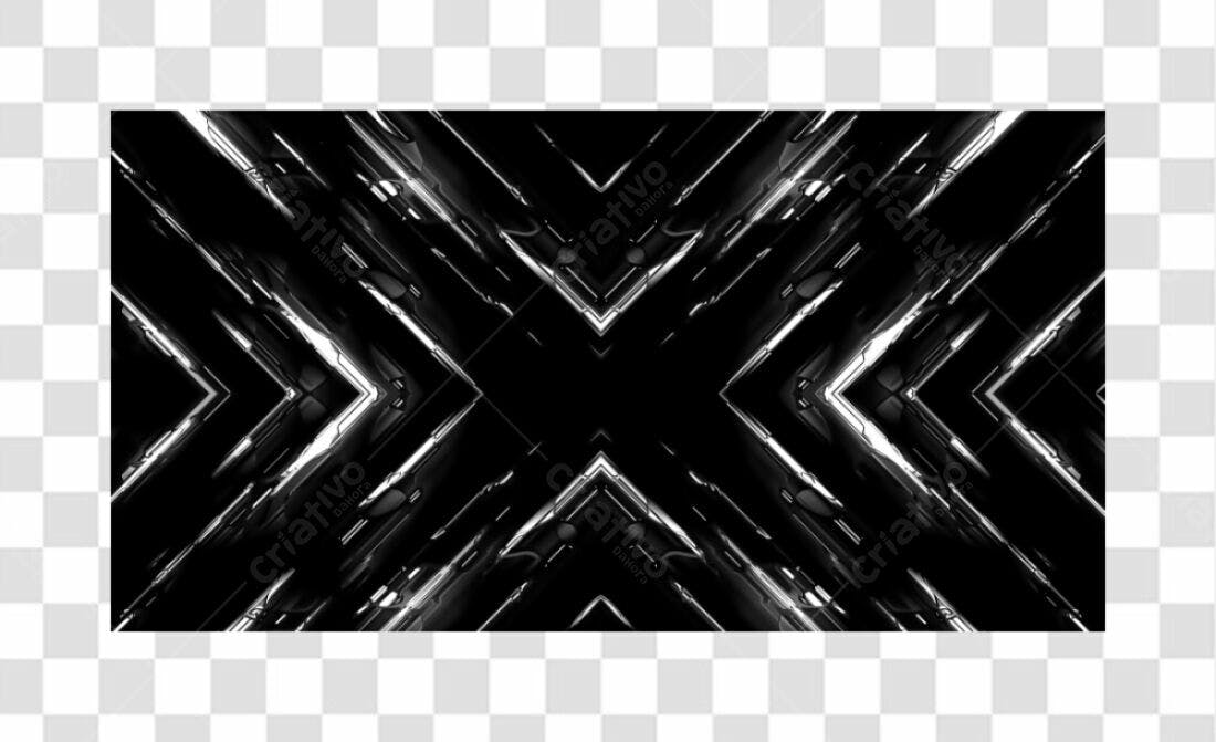 Banner abstrato preto e branco PNG com fundo transparente