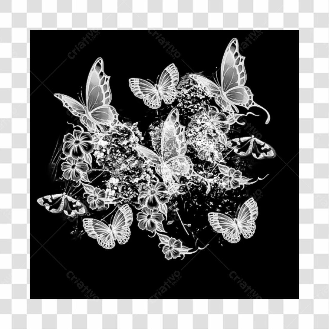 Icone Borboletas e Flores PNG com fundo transparente