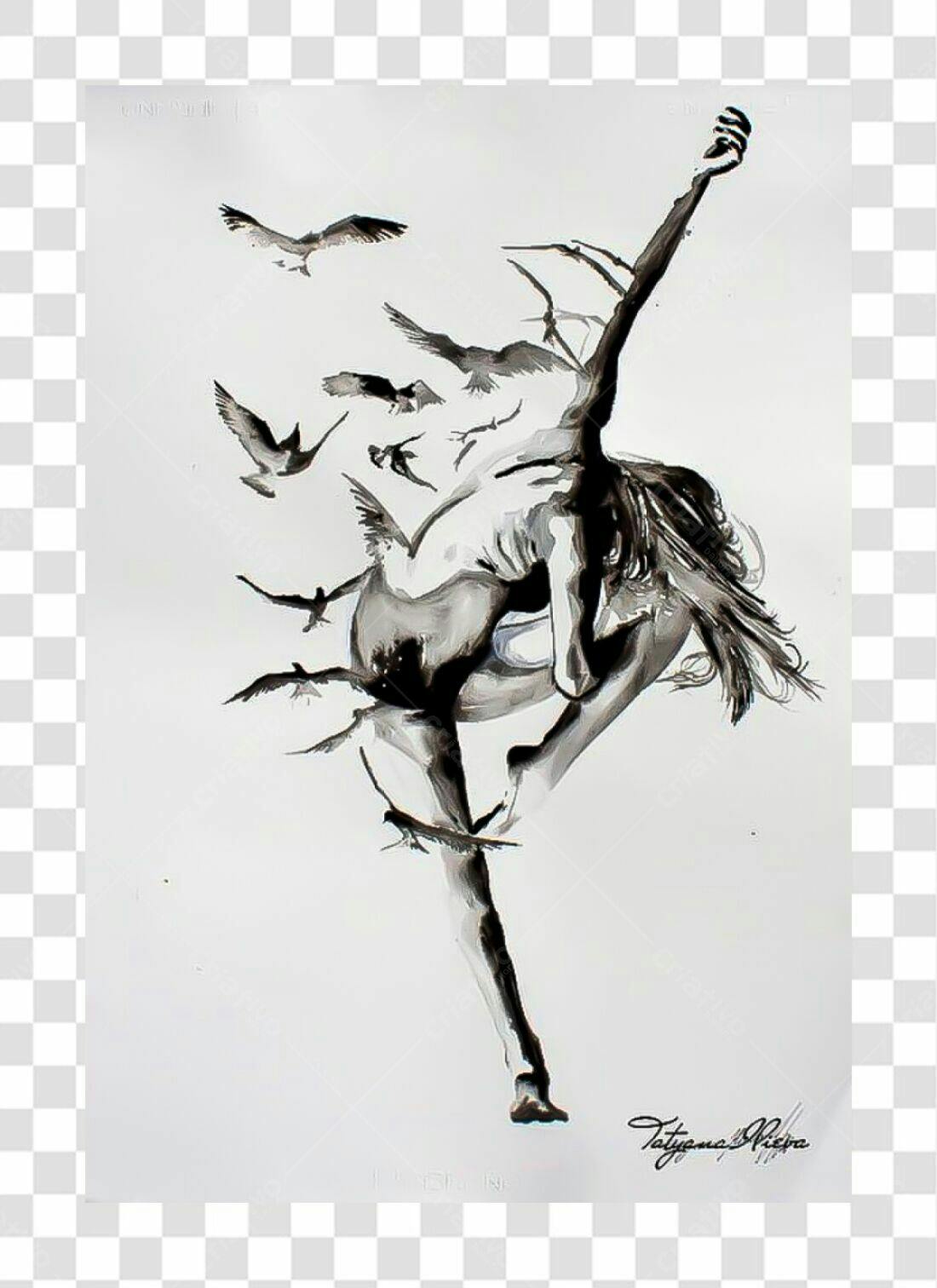 Icone Dançarina com Pássaros PNG com fundo transparente