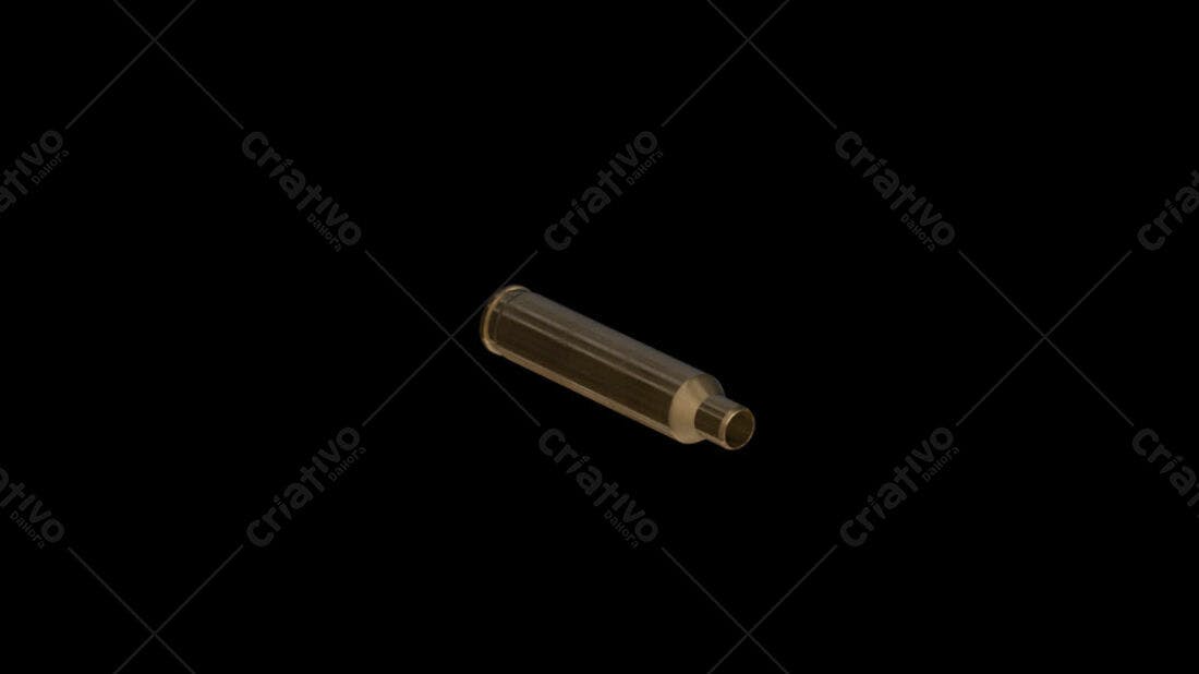 Estojo de munição dourado sobre fundo preto