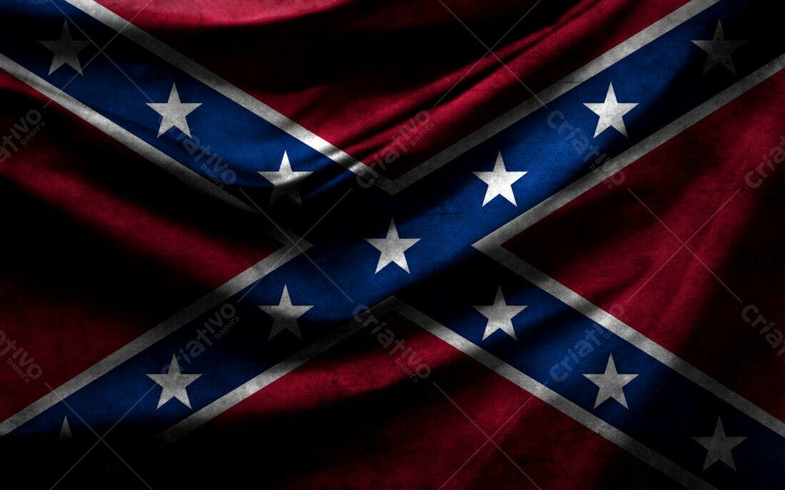 Bandeira Confederada Americana detalhes em tecido
