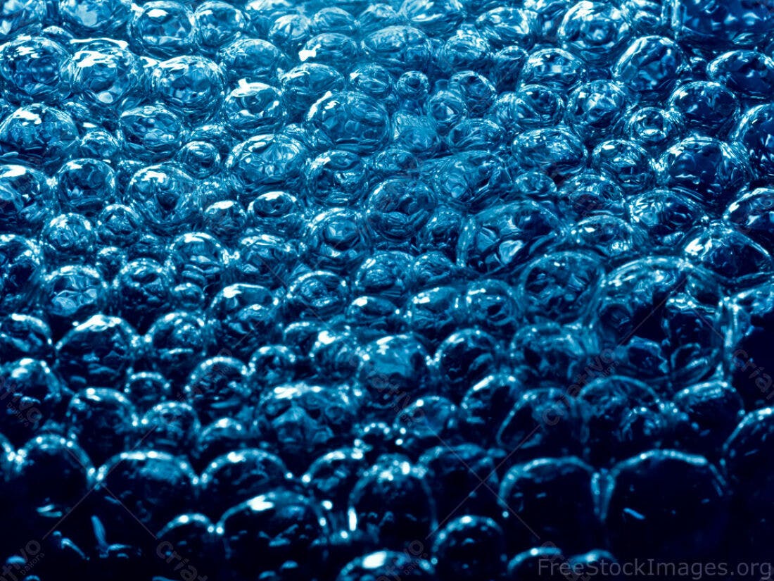 Bolhas azuis em textura abstrata