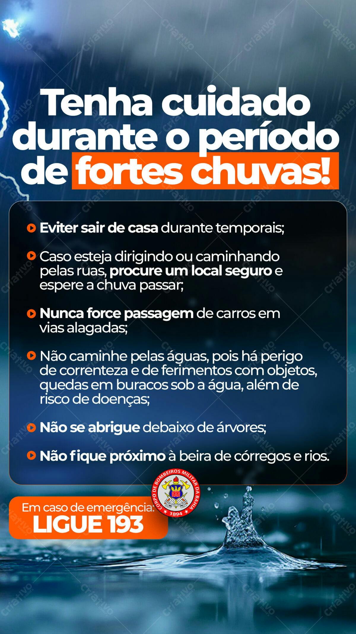 Flyer Segurança Chuvas PSD Editável