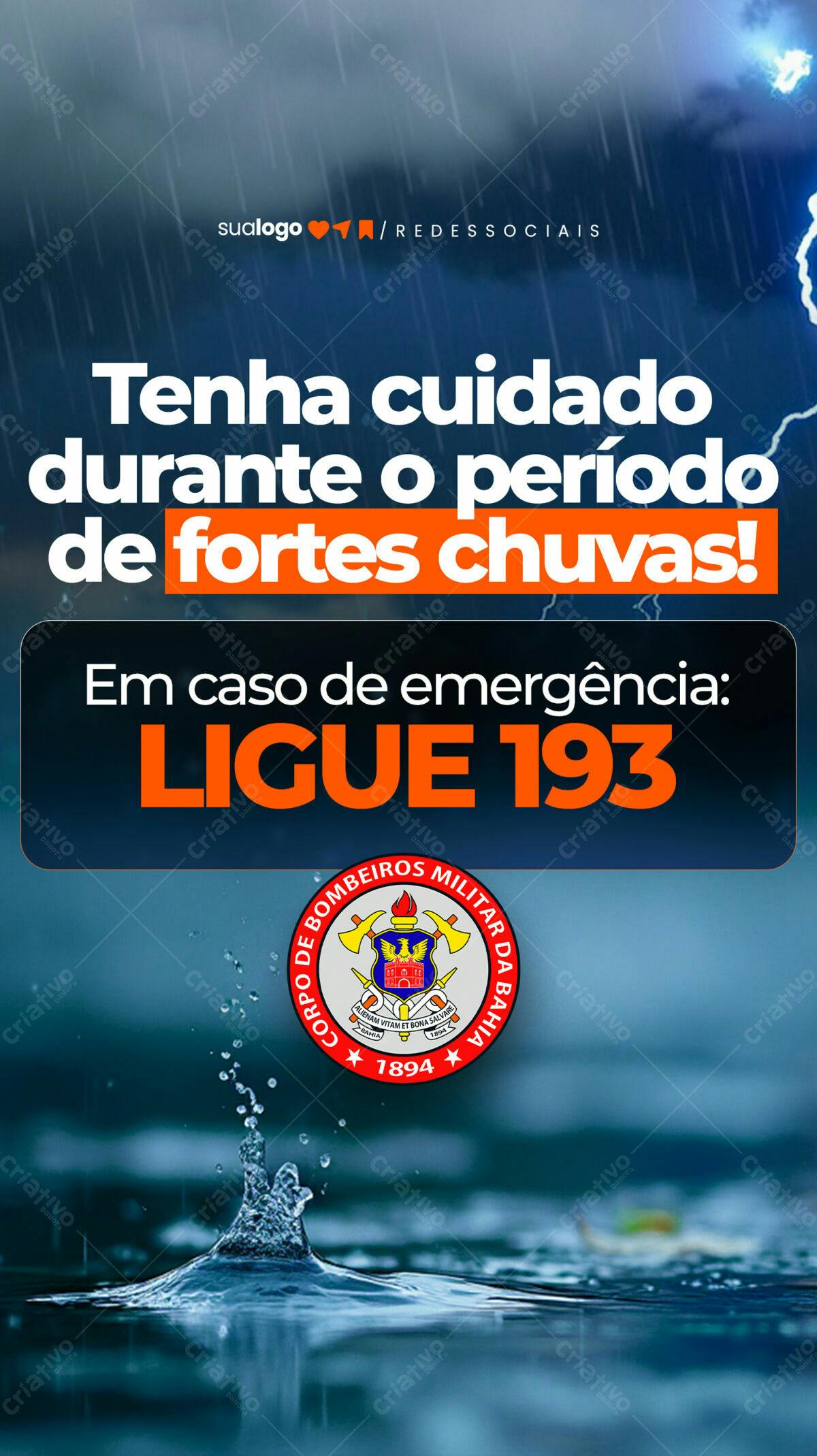 Flyer Chuvas Fortes PSD Editável