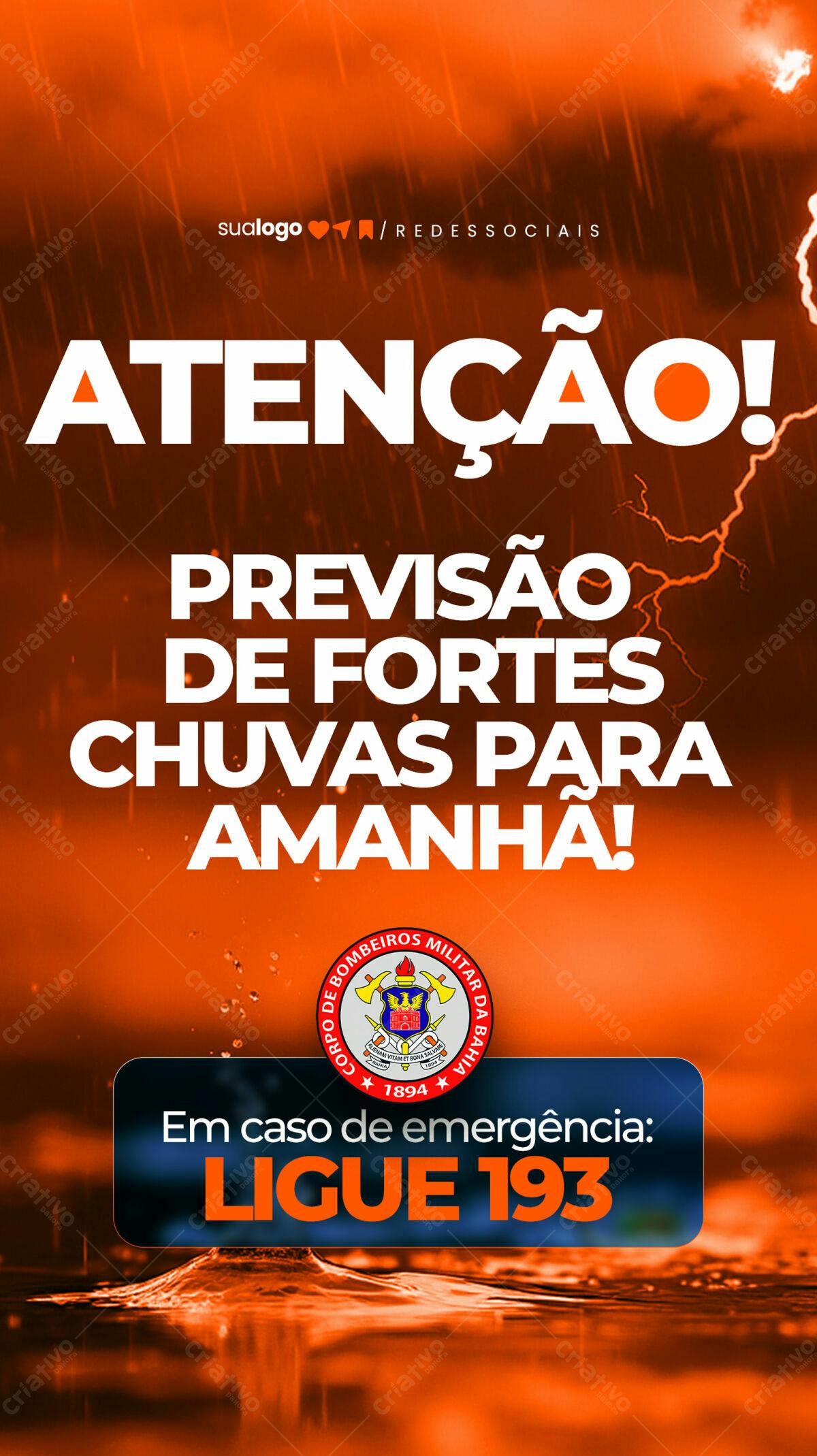 Alerta Chuvas Fortes PSD Editável