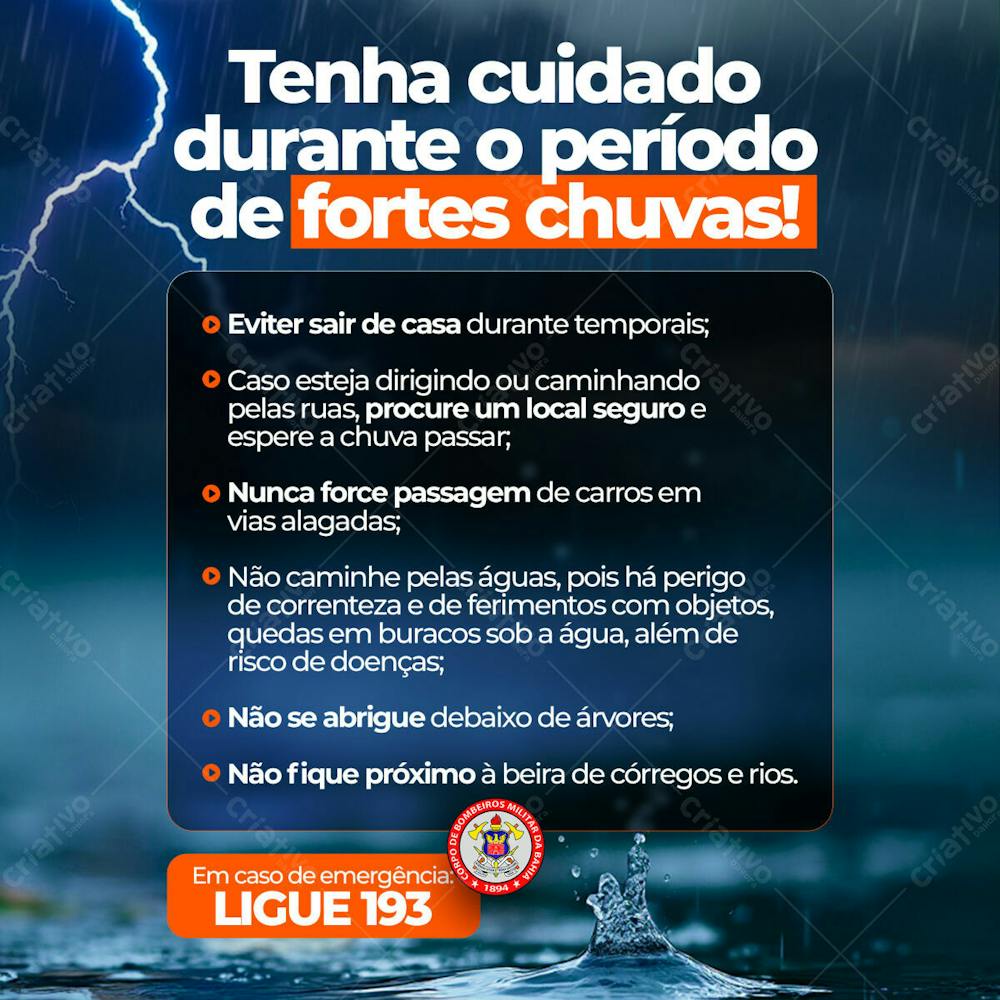 Social Media Cuidado Com As Fortes Chuvas