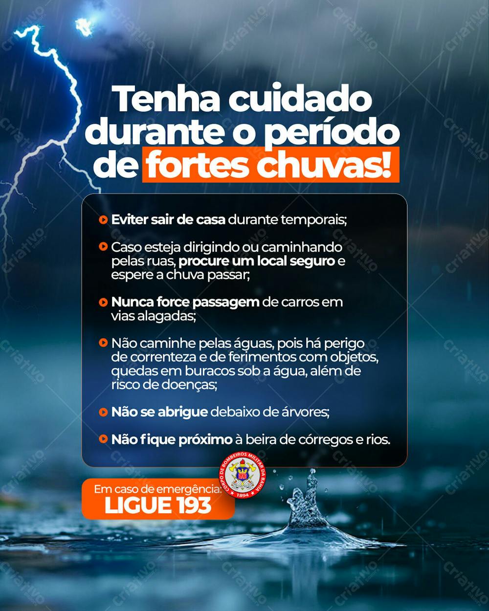 Social Media Cuidado Com As Fortes Chuvas