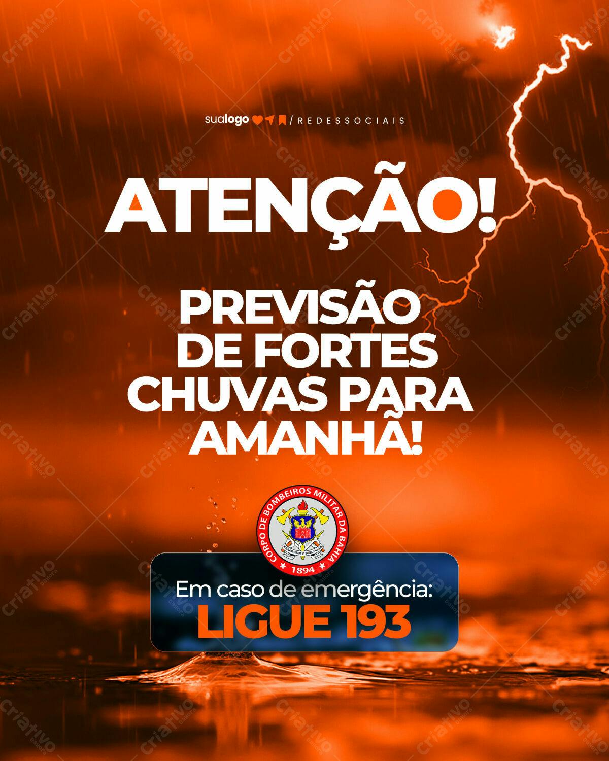 Alerta Chuva Forte PSD Editável