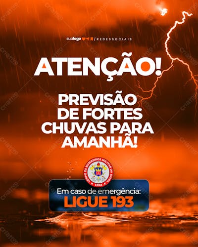 Social Media Cuidado Com As Fortes Chuvas