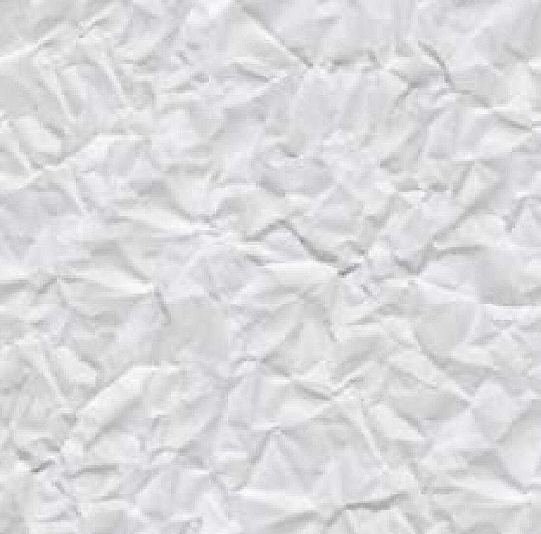 Papel amassado textura fundo branco