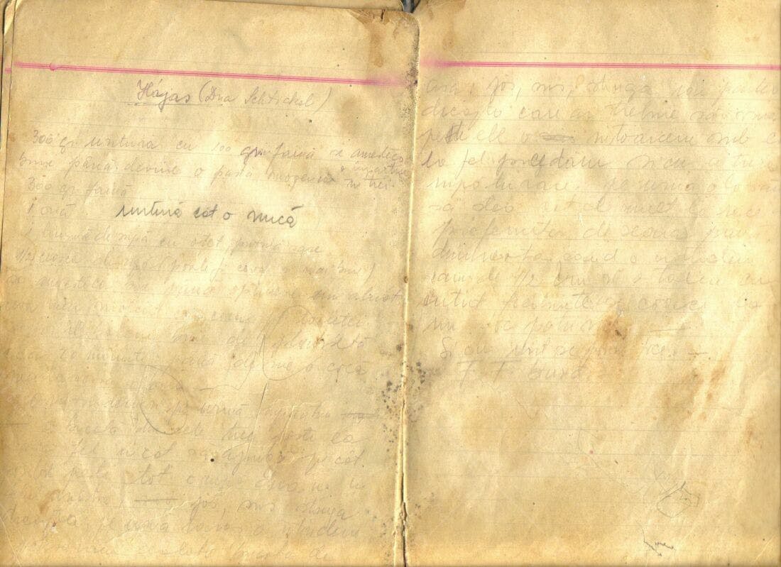 Receitas antigas em caderno antigo