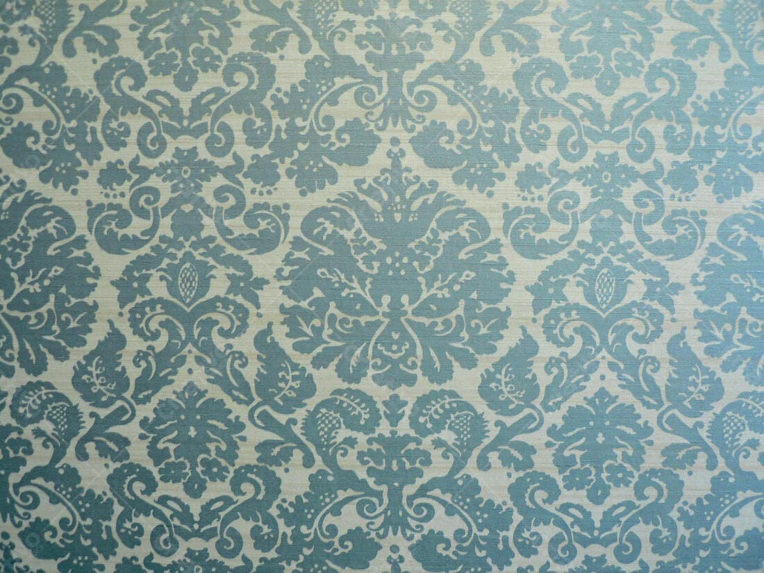 Padrão floral azul e bege damasco