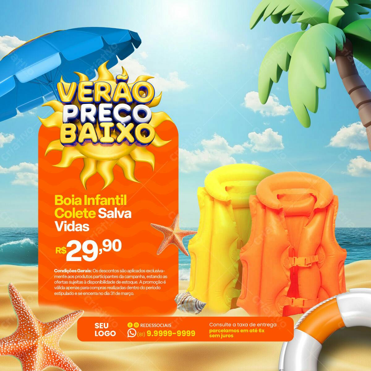 Flyer Verão com Preço Baixo PSD Editável