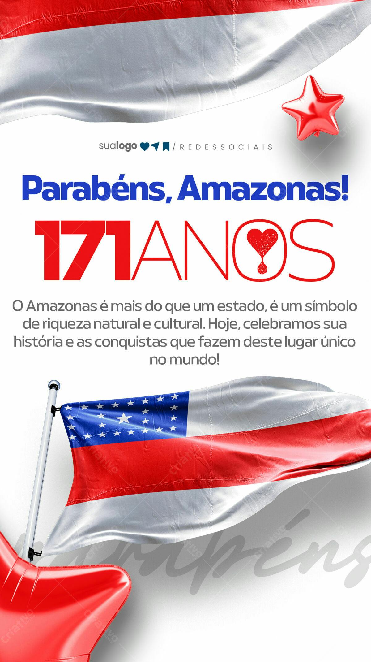 Flyer Aniversário Amazonas 171 Anos PSD Editável