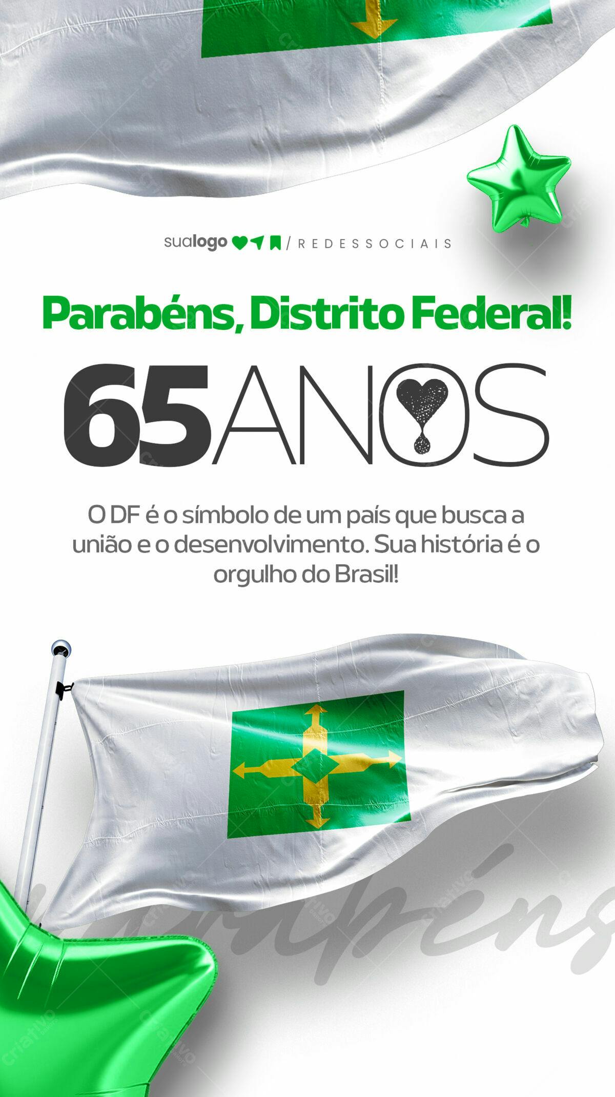 Flyer Aniversário 65 anos DF PSD Editável