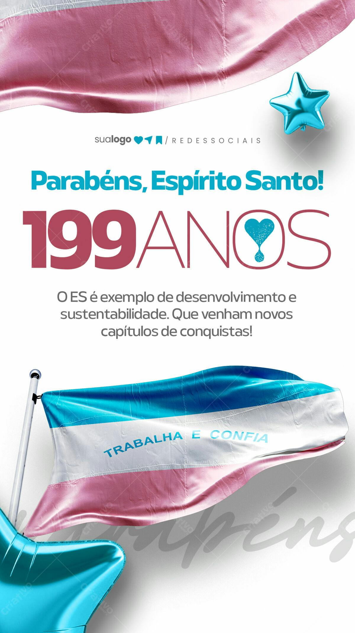 Flyer Aniversário 199 Anos Espírito Santo PSD Editável