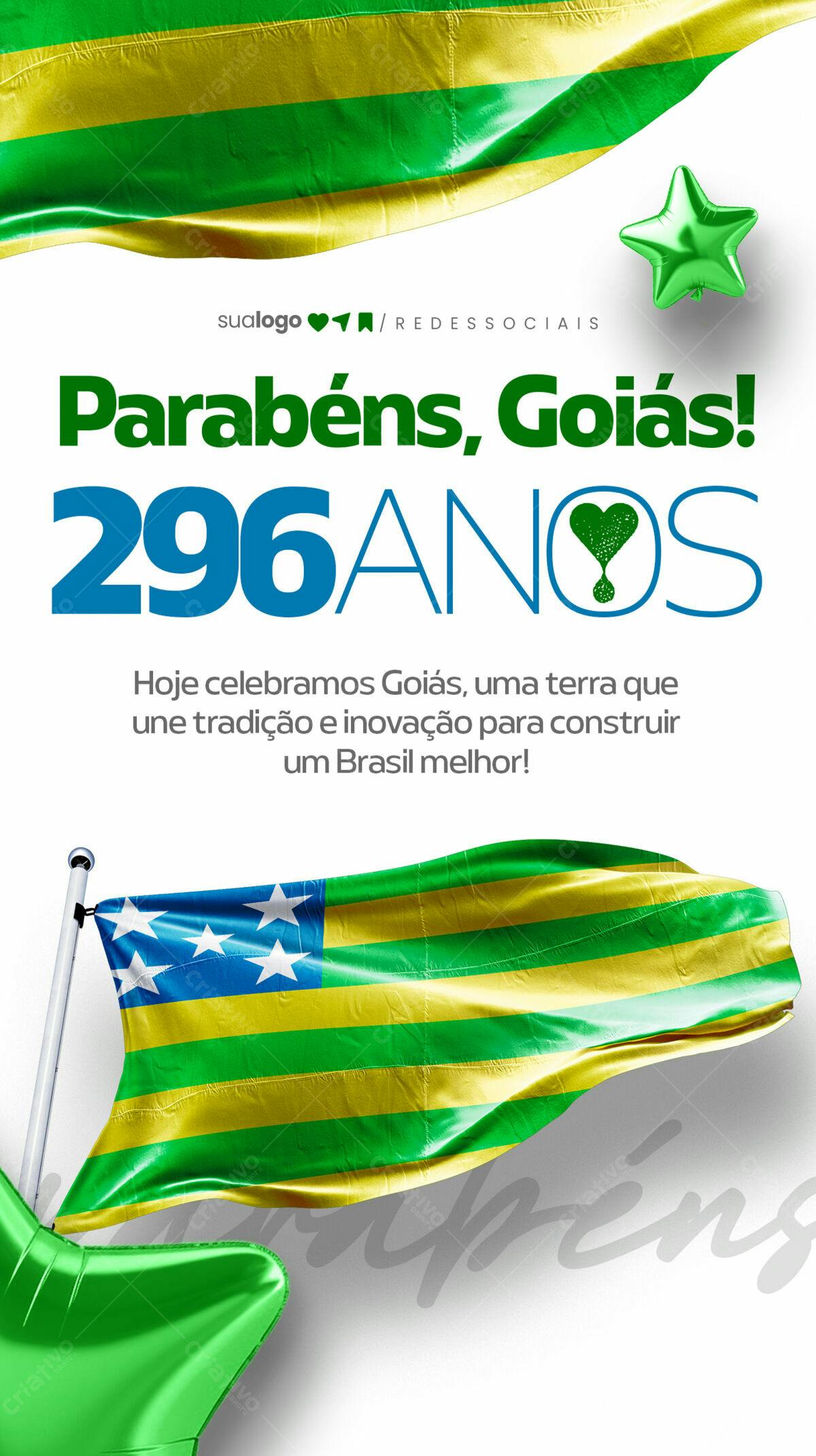 Flyer Aniversário 296 Anos Goiás PSD Editável
