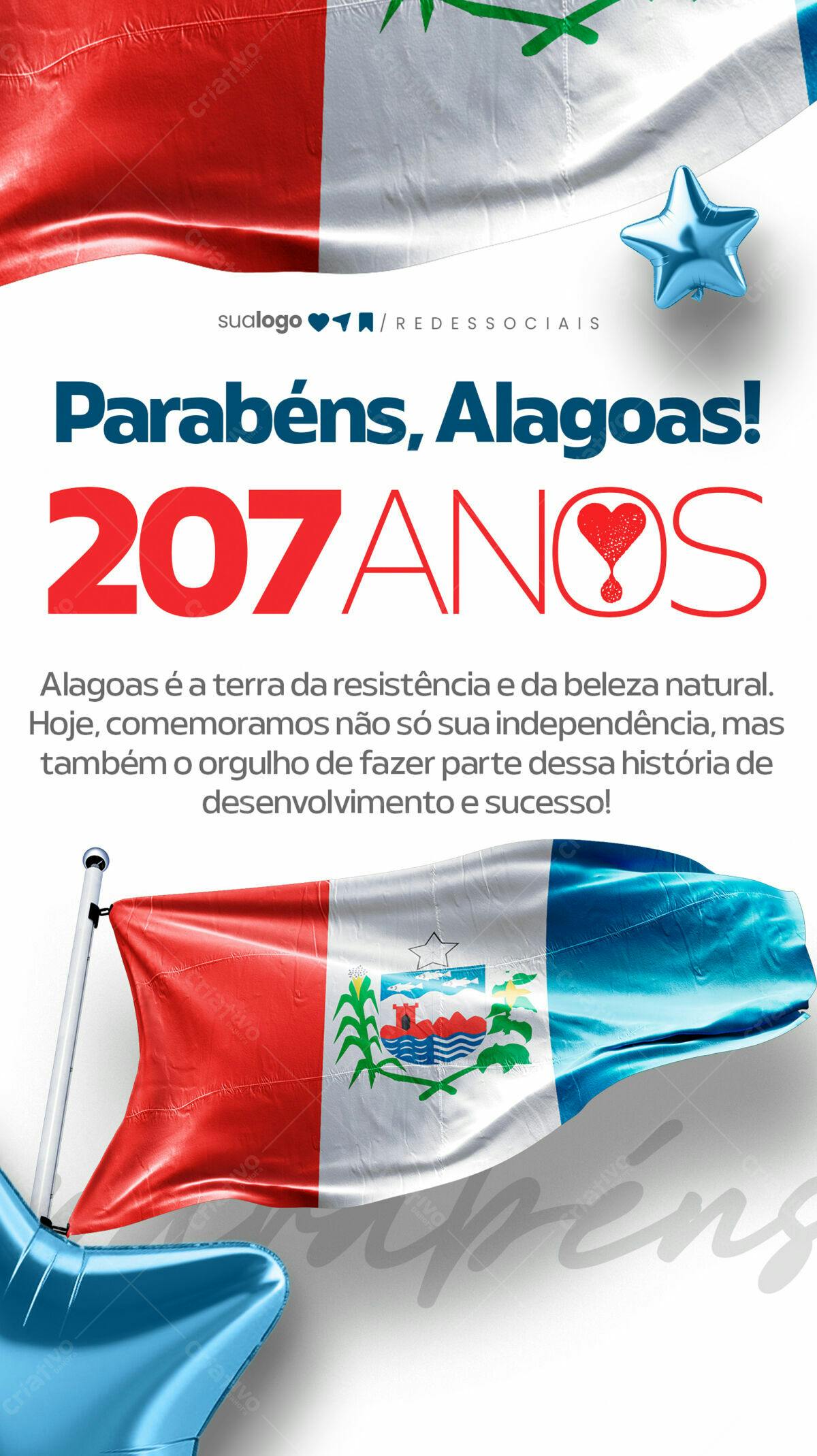 Flyer Aniversário de Alagoas 207 Anos PSD Editável