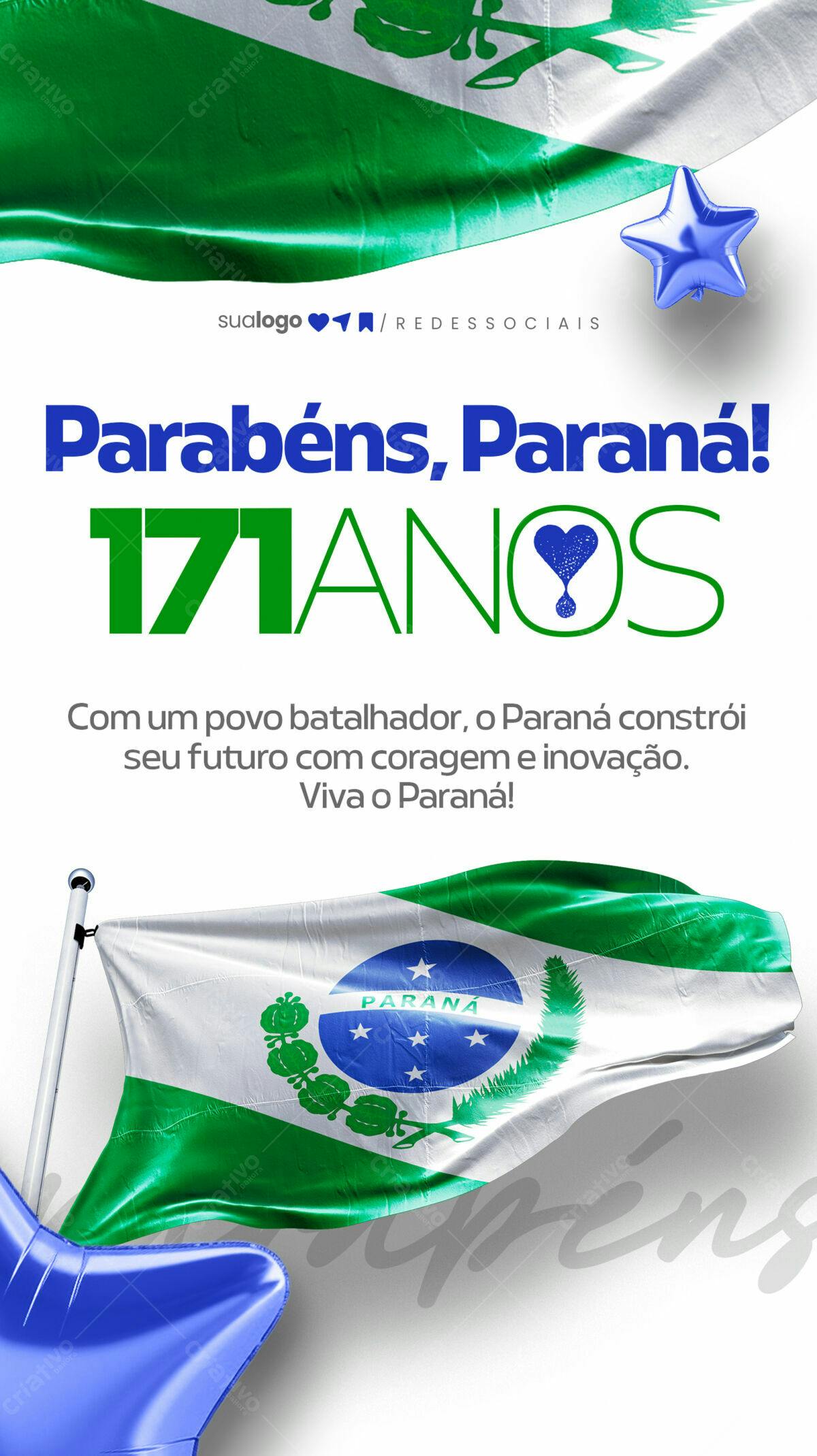 Flyer Aniversário Paraná 171 Anos PSD Editável