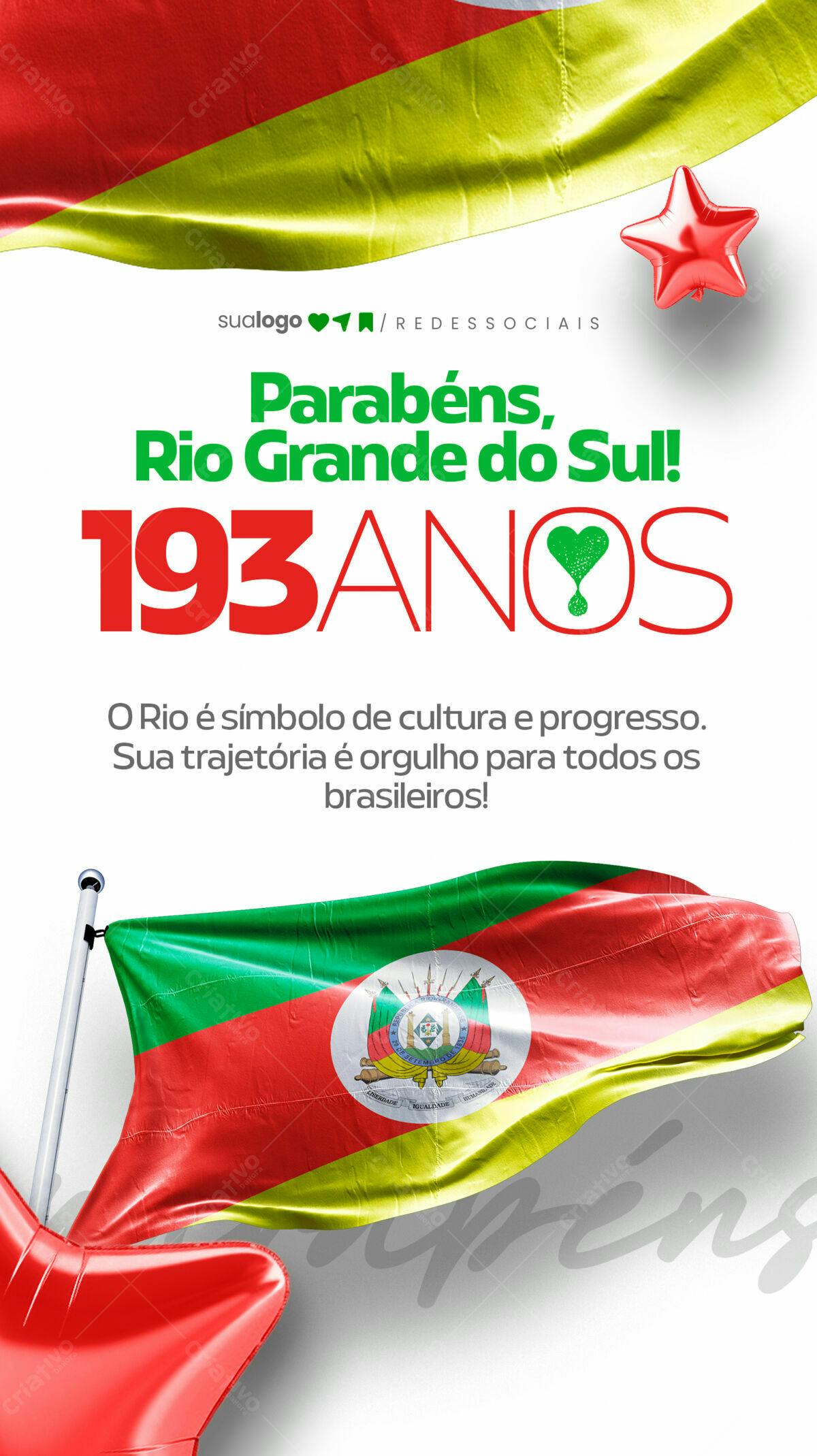 Flyer para Aniversário do Rio Grande do Sul PSD Editável