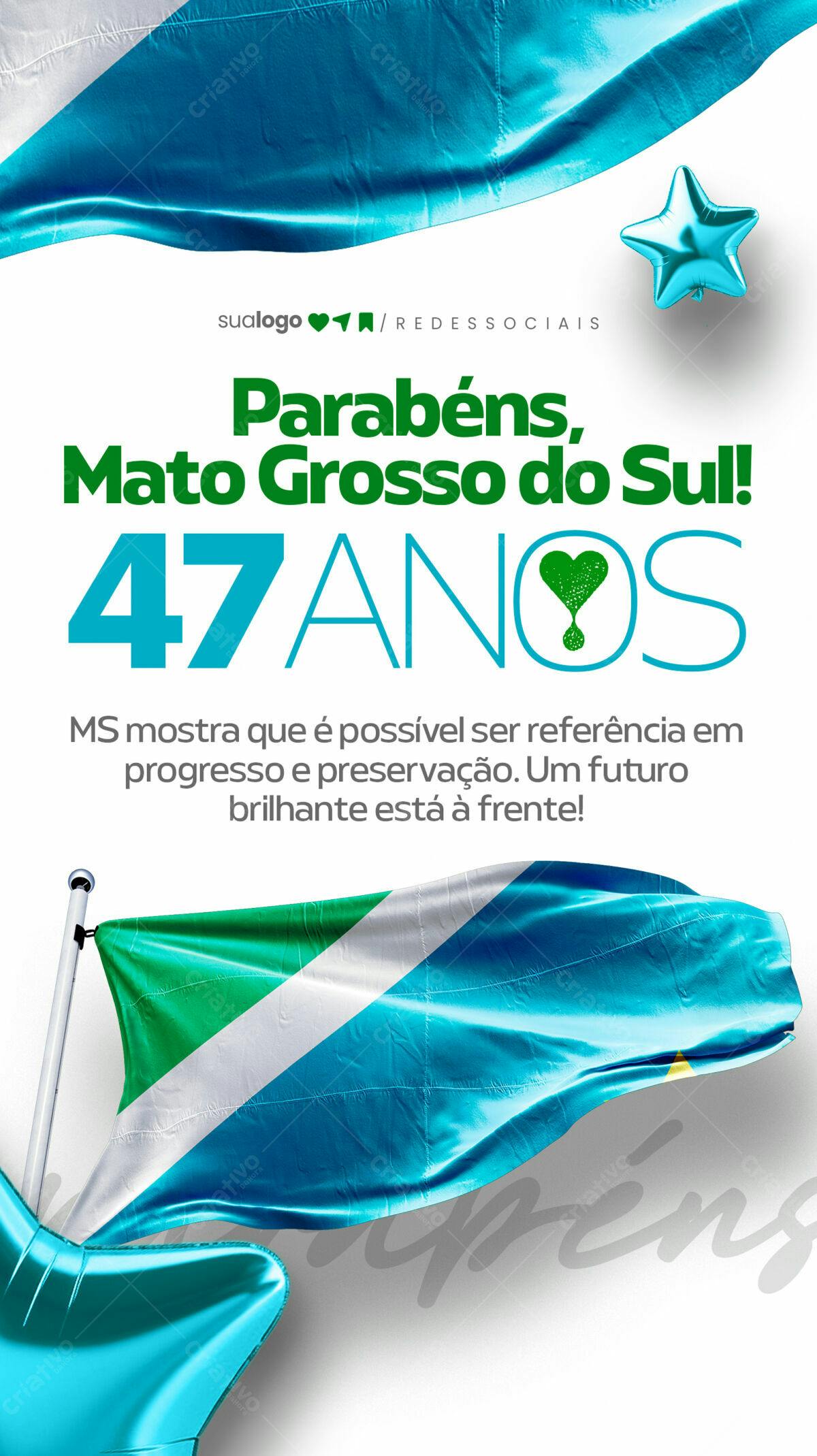 Flyer Aniversário 47 Anos Mato Grosso do Sul PSD Editável