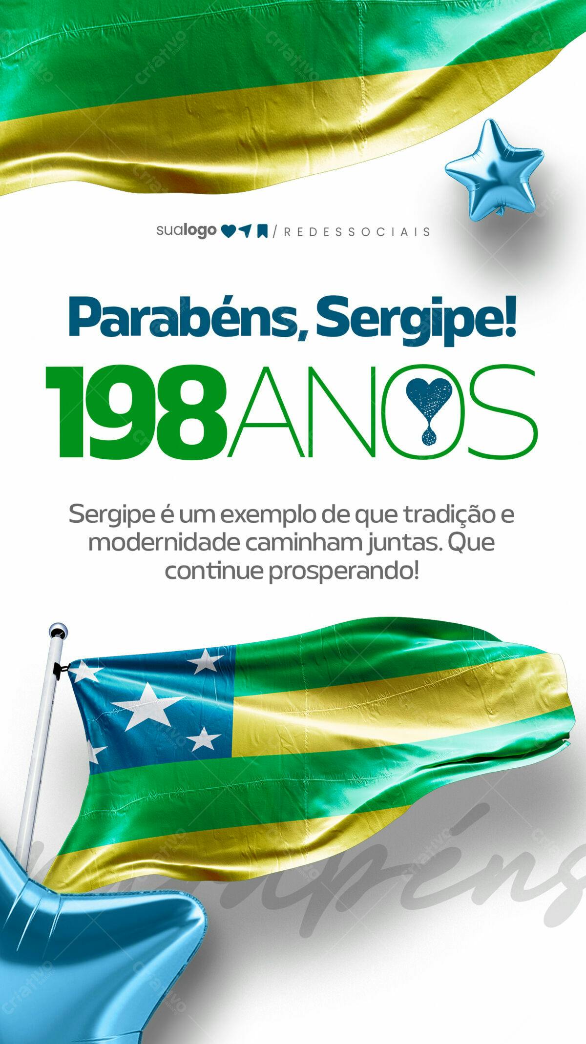Flyer Aniversário Sergipe 198 Anos PSD Editável