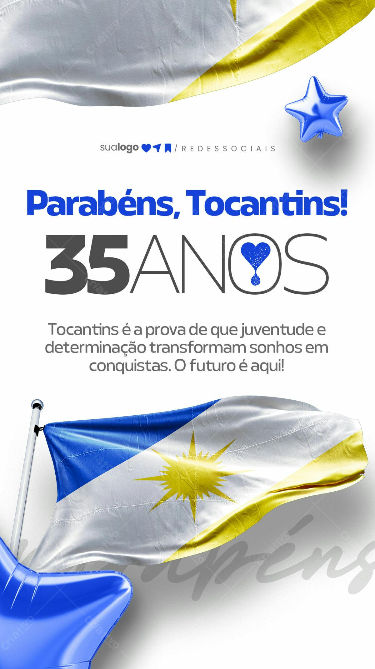 Flyer para Aniversário de Tocantins PSD Editável