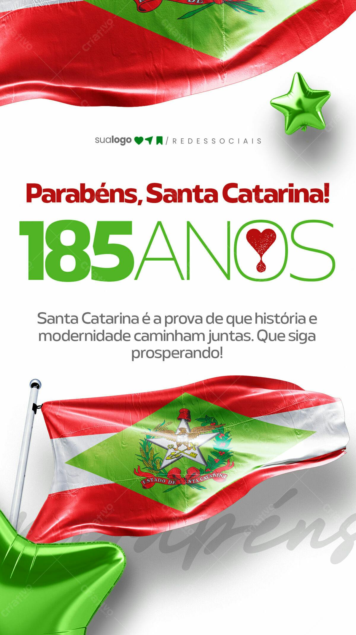 Flyer Aniversário 185 anos Santa Catarina PSD Editável