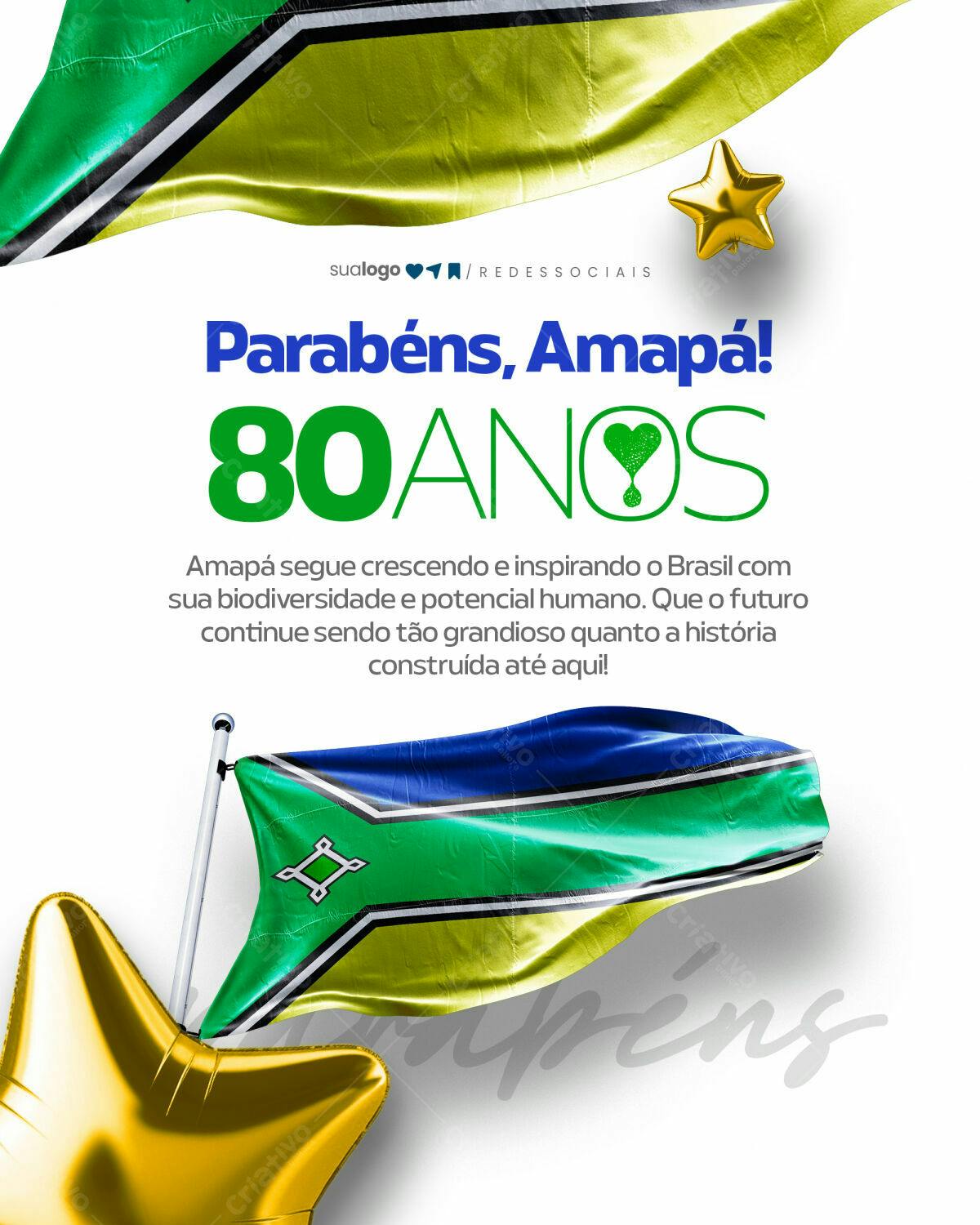 Flyer Aniversário 80 Anos Amapá PSD Editável
