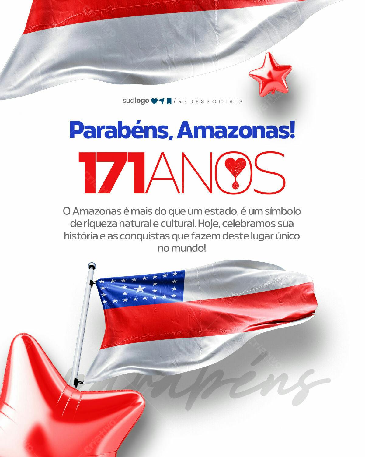 Post para Aniversário de Amazonas PSD Editável