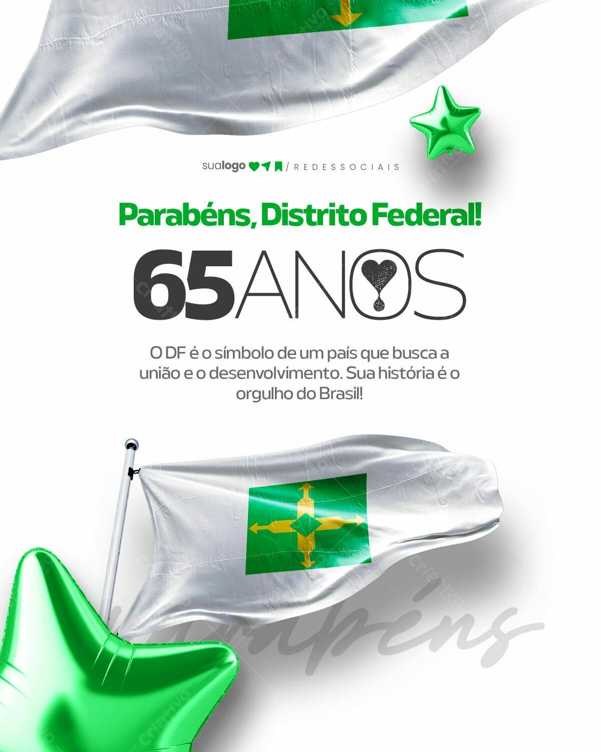 Postagem Aniversário 65 anos DF PSD Editável