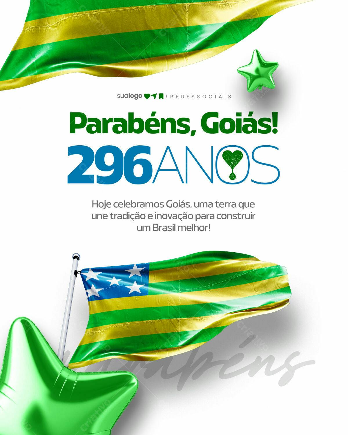 Post para Aniversário de Goiás PSD Editável