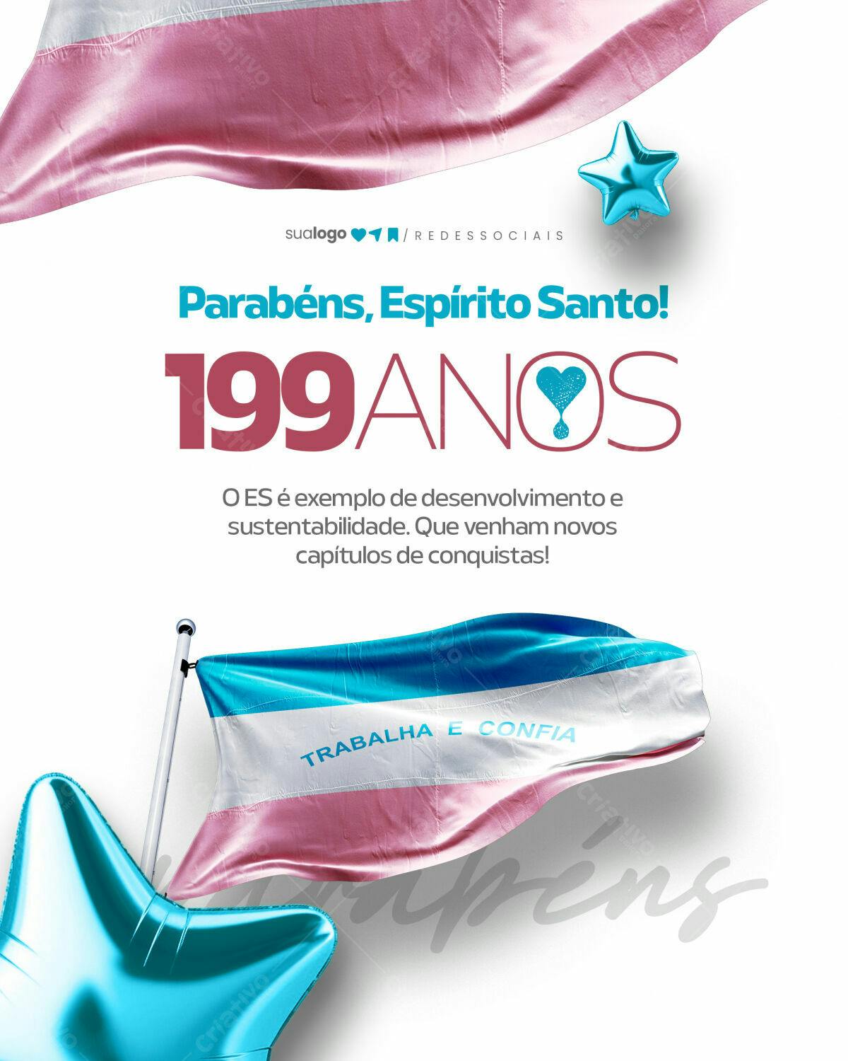 Flyer Aniversário 199 Anos Espírito Santo PSD Editável