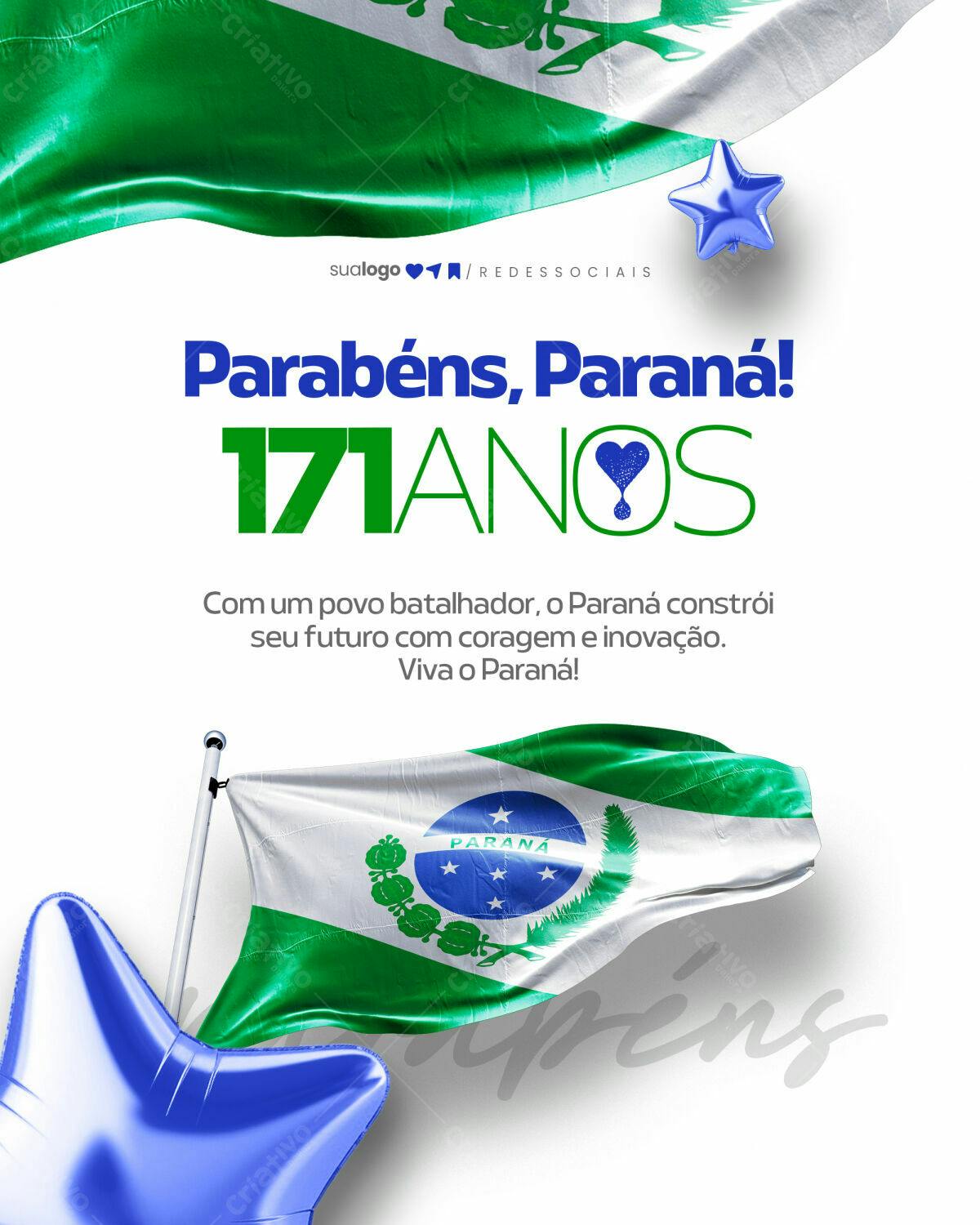 Flyer Aniversário Paraná 171 Anos PSD Editável