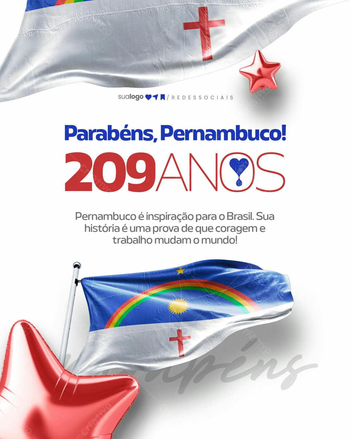 Post para Aniversário de Pernambuco PSD Editável