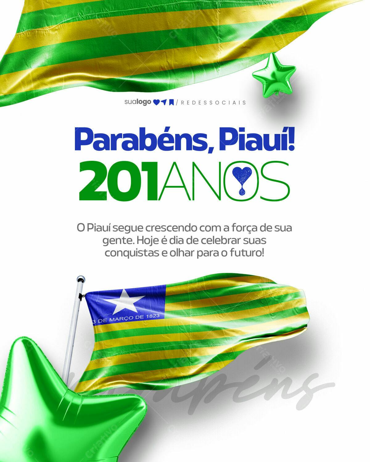Post para Aniversário do Piauí PSD Editável