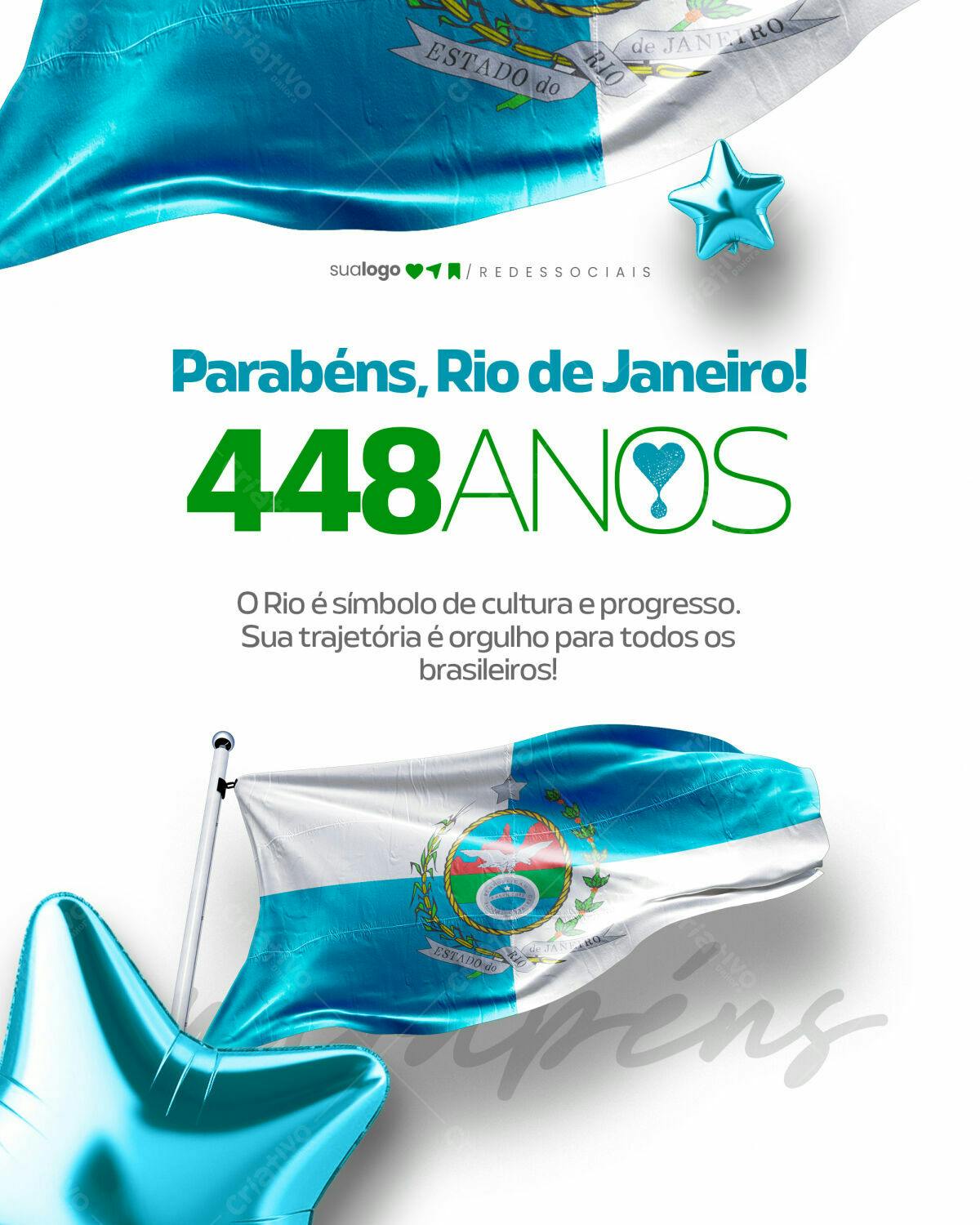 Postagem Aniversário Rio de Janeiro PSD Editável
