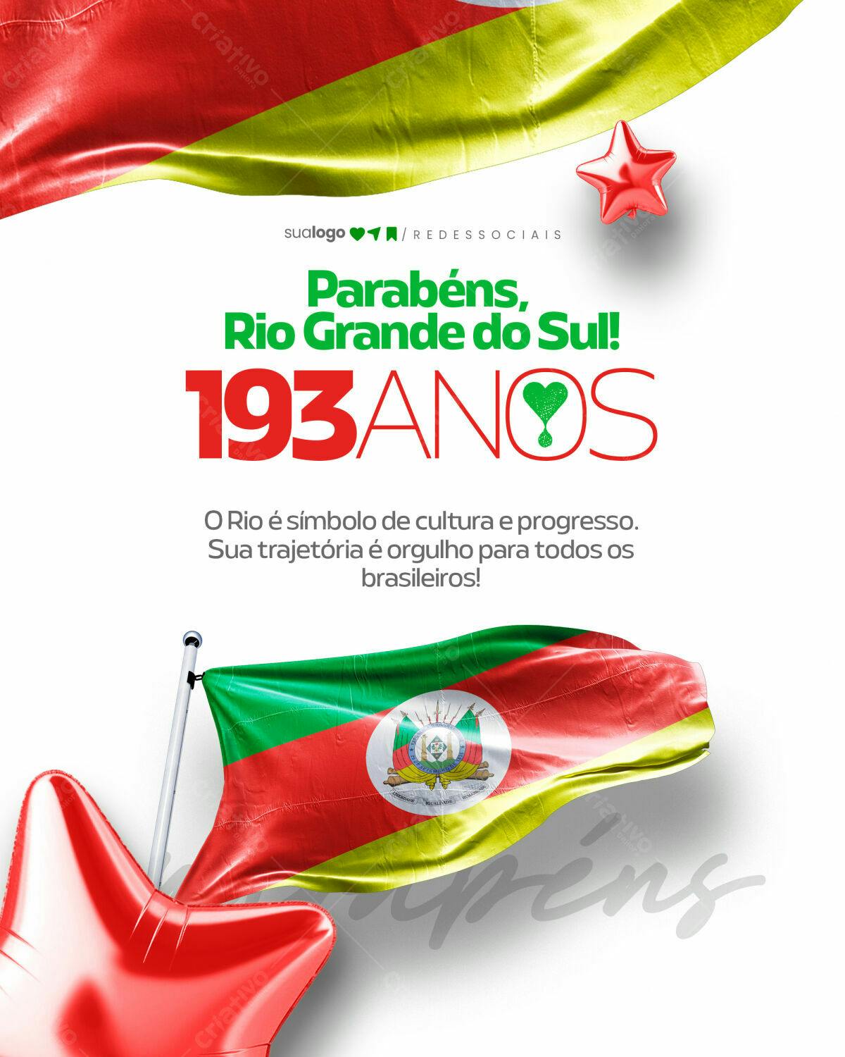 Postagem Aniversário Rio Grande do Sul PSD Editável