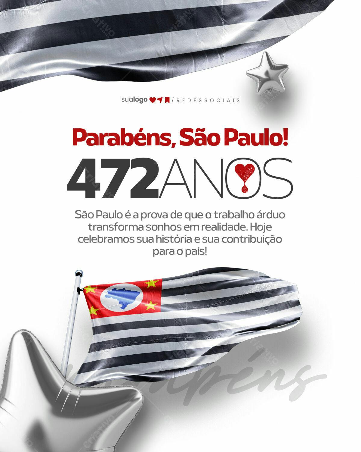 Post para Aniversário de São Paulo PSD Editável