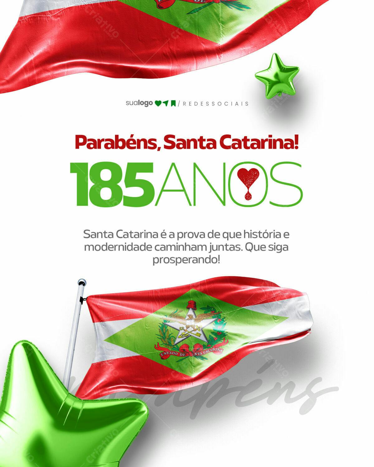 Postagem Redes Sociais Aniversário Santa Catarina PSD Editável