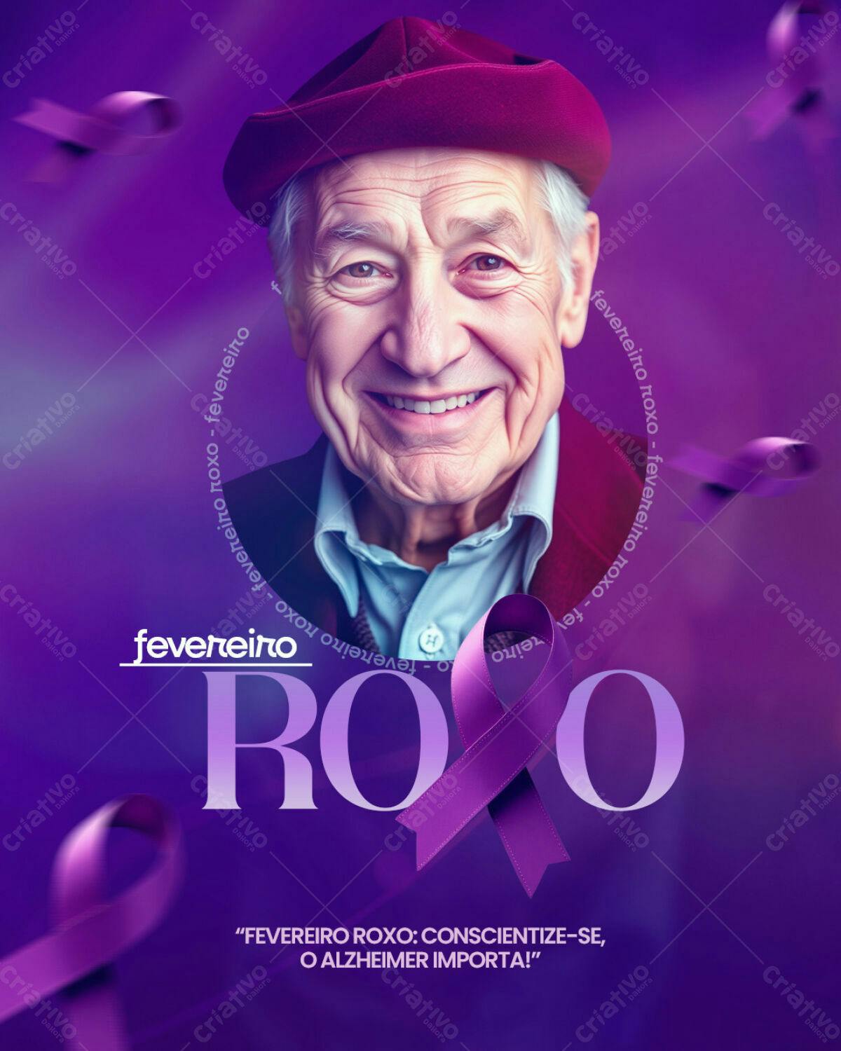 Flyer Fevereiro Roxo PSD Editável