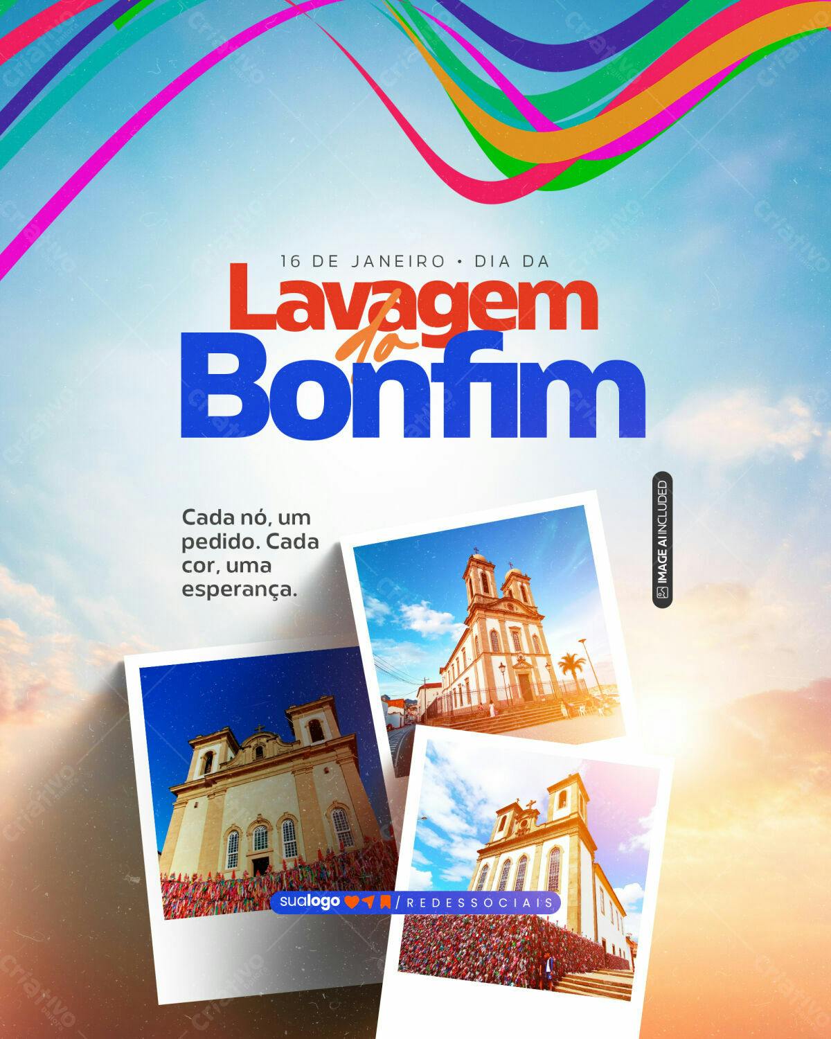Flyer para Lavagem do Bonfim PSD Editável