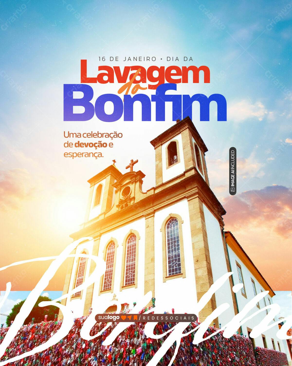 Flyer Dia da Lavagem do Bonfim PSD Editável